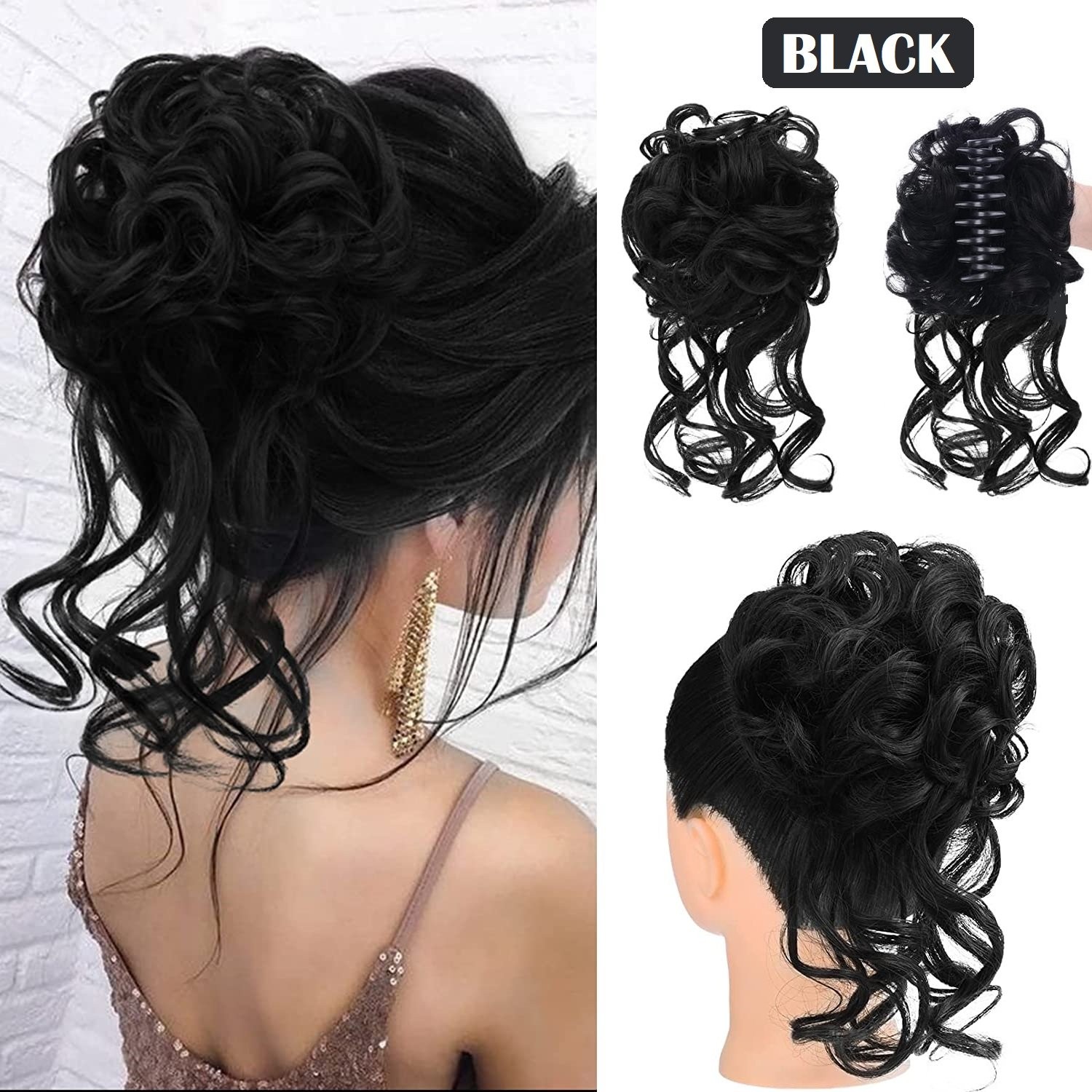 Large Messy Bun Hair Pieces for Women Wavy Curly Fake Hair Bun Extensions Access