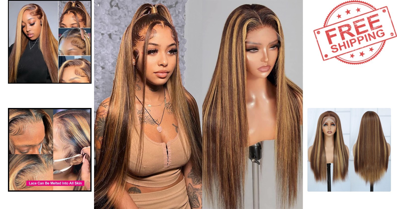 Highlight Lace Front Wig – 13×4 Glueless Honey Blonde for Effortless Elegance