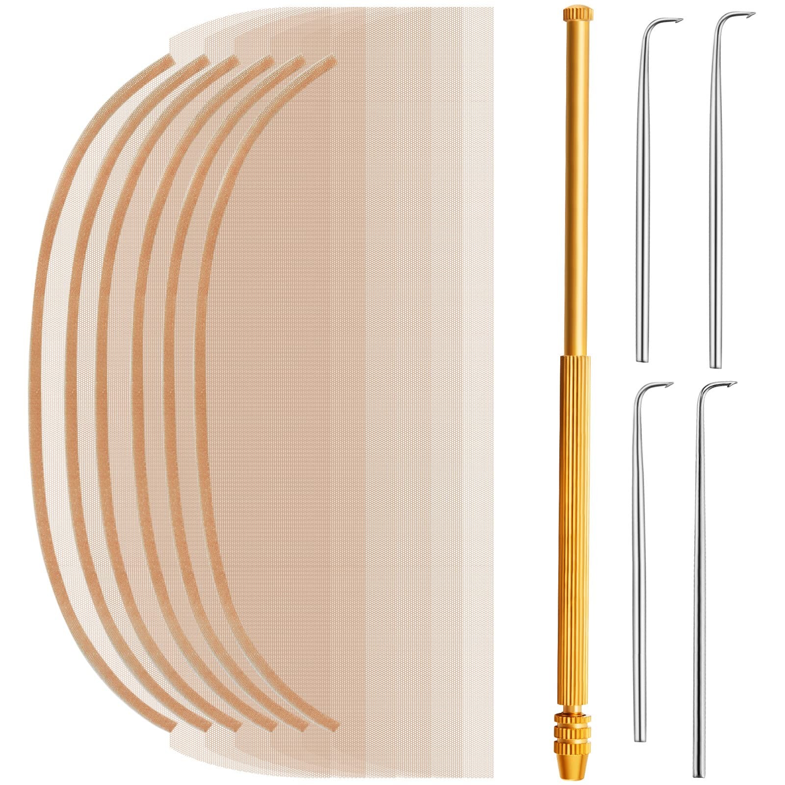 11 Pieces Wig Making Kit Including 6 Swiss Lace Net and Brass Ventilating Hol…