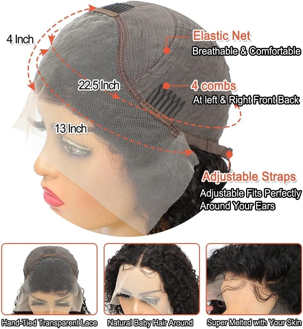 Short Curly Human Hair Wigs 13×4 Curly Bob Wig Human Hair for Black Women