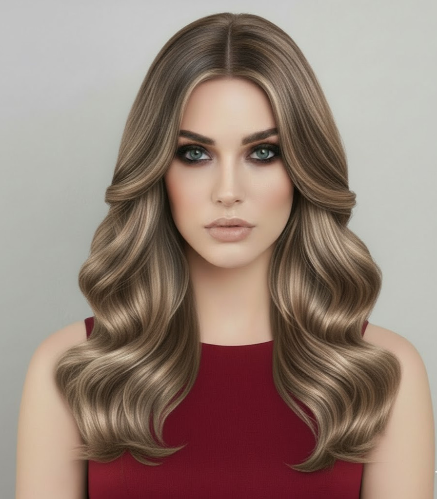 Invisible 2 Clips Hair Pad/Patch 8 Inches Long Golden Highlights