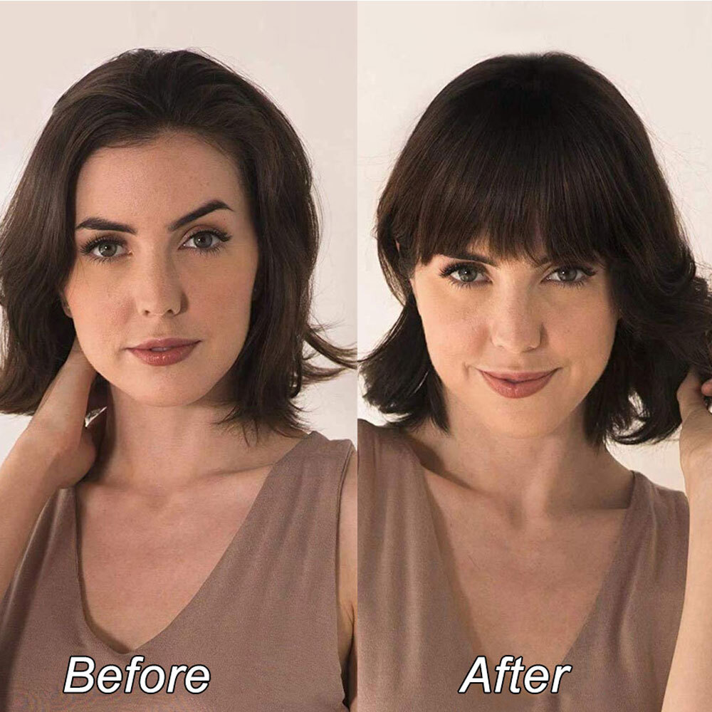 1Pcs Real Thick Bangs Clip in Hair Extensions Fringe Front Natural Hair piece US