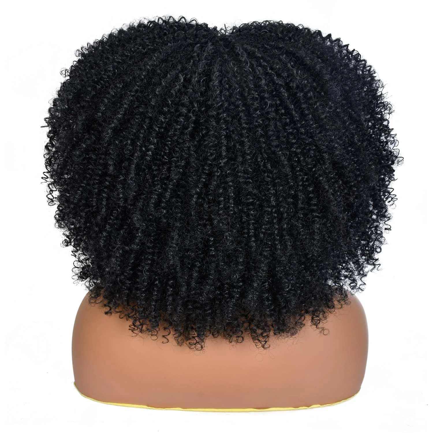 Afro Curly Wig with Bangs Black 14 Inch Short Synthetic Afro Wig Black Kinky Cur