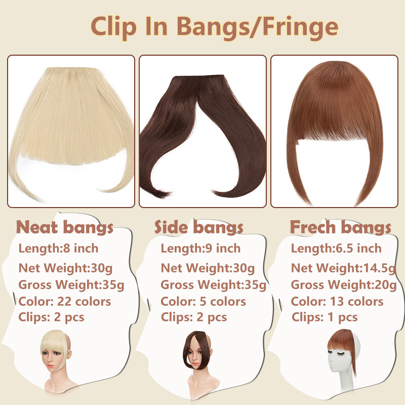 Thin/Thick Fringe Bangs Hair Clip-in Real AS Human Hair Extensions Front Piece