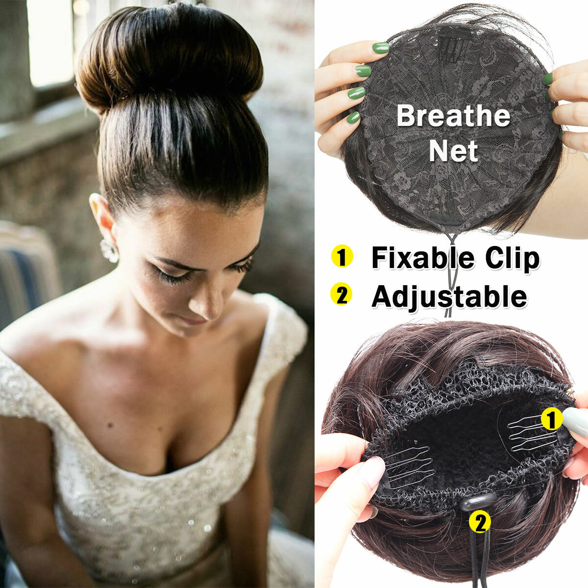 Curly Messy Bun Hair Piece Scrunchie Updo Real Human Hair Extensions 100% Remy