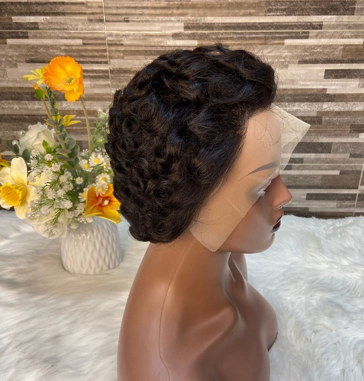 Pixie Curls Lace Front Wigs Pixie Cut Short Bob Human Hair Wig PrePlucked