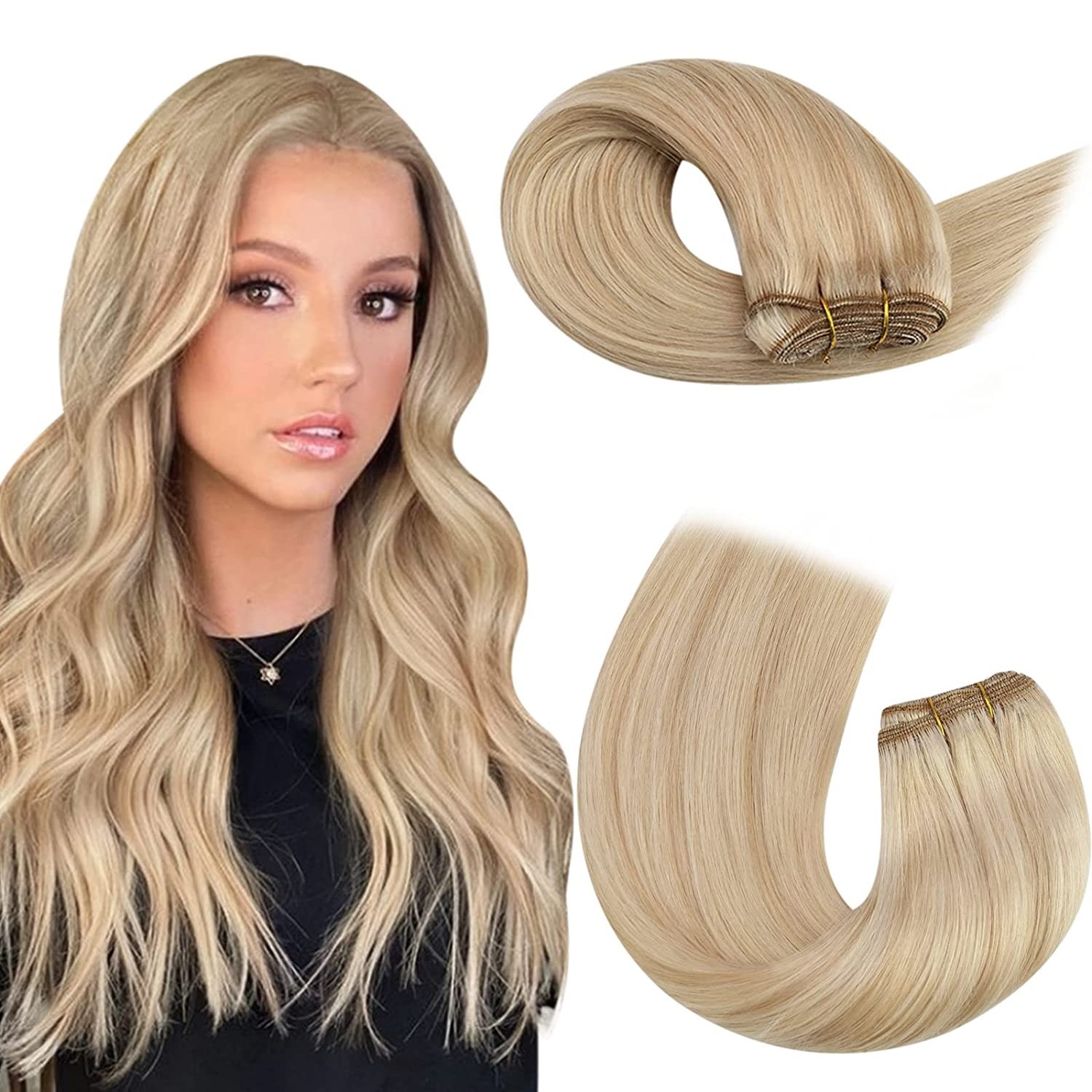 Sew in Weft Human Hair Extensions Premium Russian Remy Hair Weaves Fashion Color