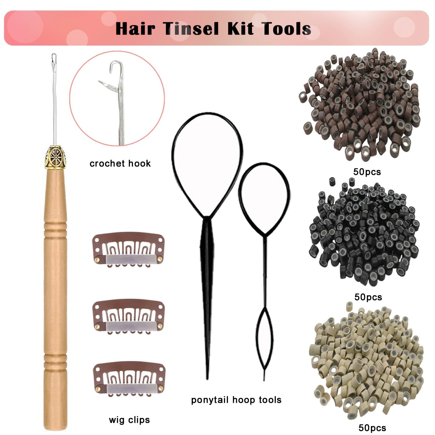 Hair Tinsel Kit, 16 Colors 7200 Strands Glitter Tinsel Hair Extensions Heat Resi