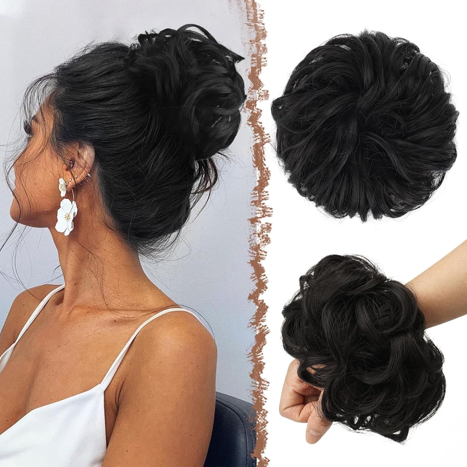 Elegant Messy Bun Scrunchies – Large Size Wavy Hairpiece for Effortless Style