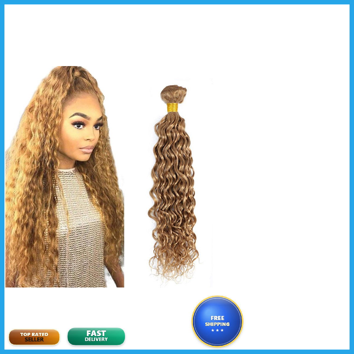 34 Inch Raivide Color 27 Bundle Honey Blonde Water Wave Human Hair Bundles