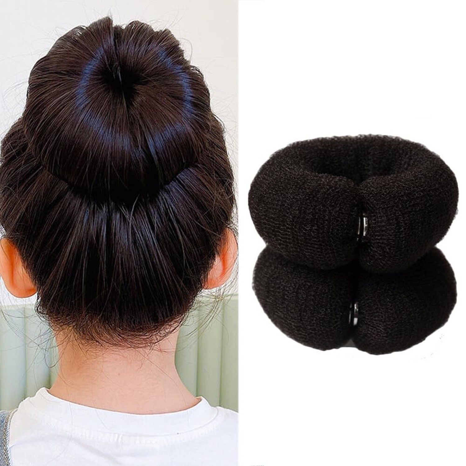 2PCS 20cm Donut Ring Style Bun Maker – DIY Hair Foam Ring Shaper Snap Roll Bu…
