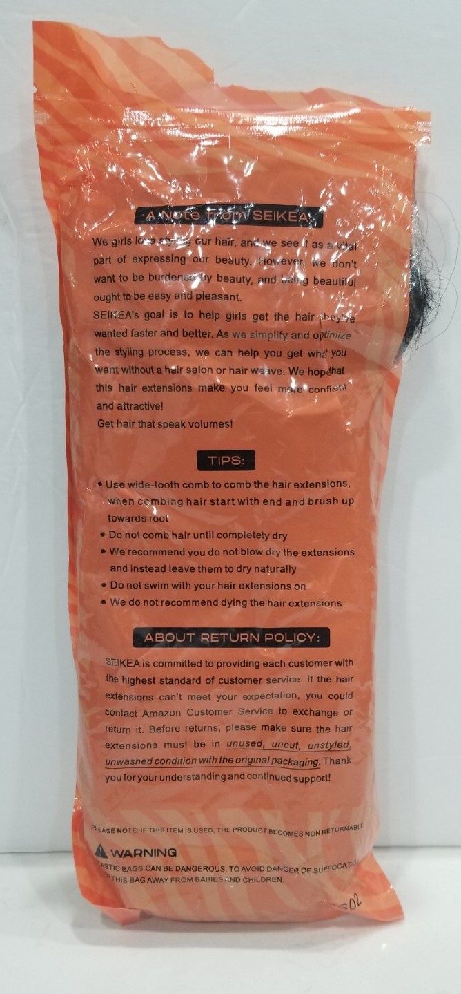 SEIKEA Hair Extension Wrap Around Straight Hair for Women 26″ Color 1B Open Box