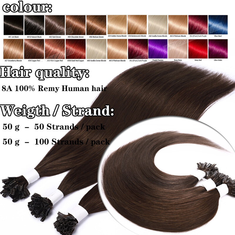 Invisible AAAA+ Pre Bonded Nail U Tip Remy Keratin Human Hair Extensions US 100g