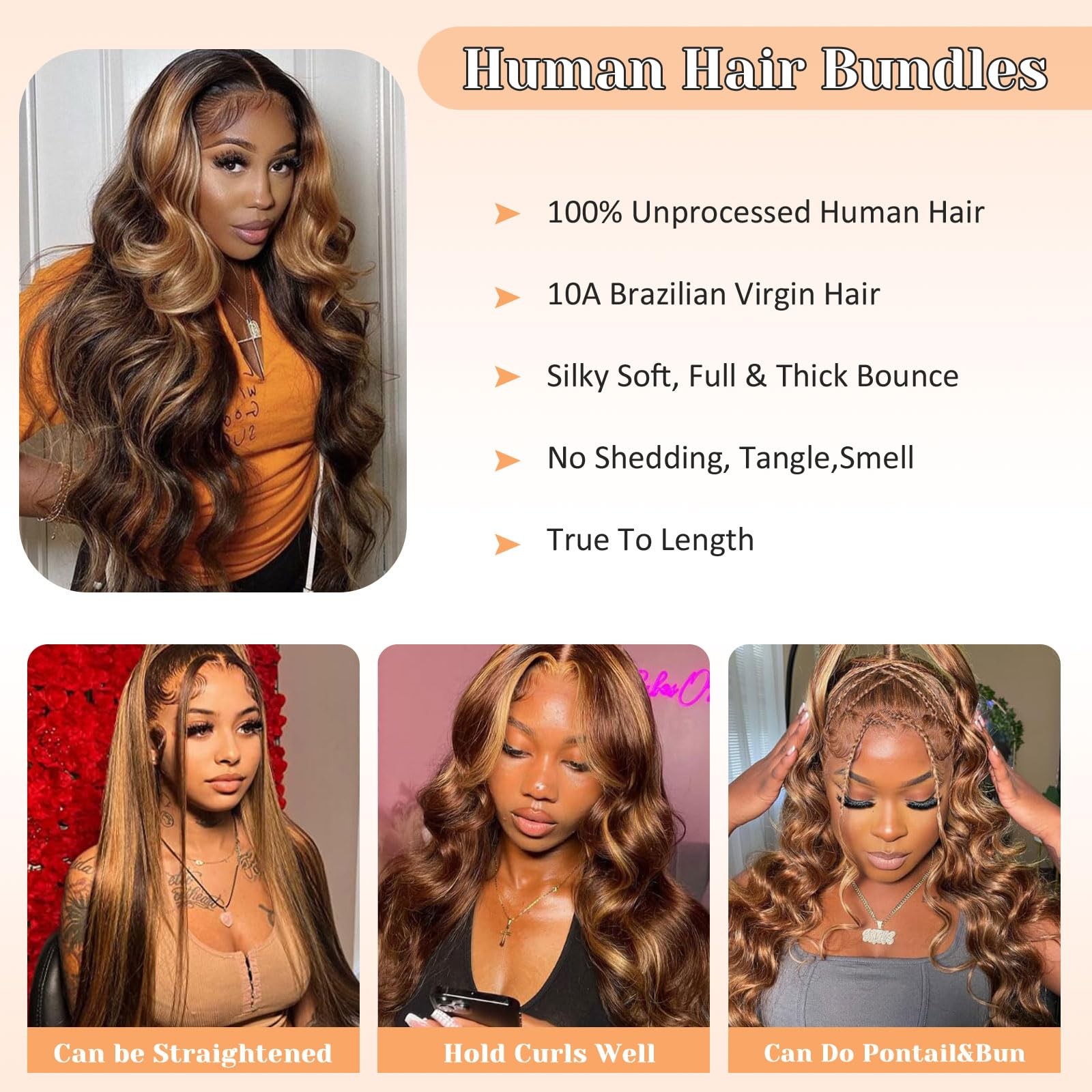 Mootaful 2X6 Hd Lace Closure P4/27 Highlight Body Wave Transparent 2 By 6 Hd