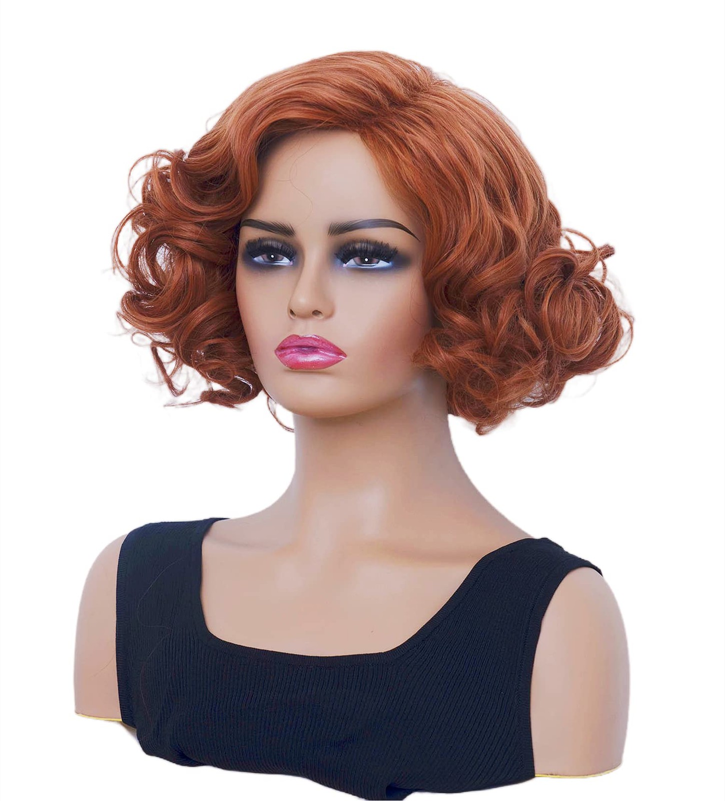 Gerulyss Short Copper Red Wavy Wigs for Women 21.5 – 22.5 Inch,