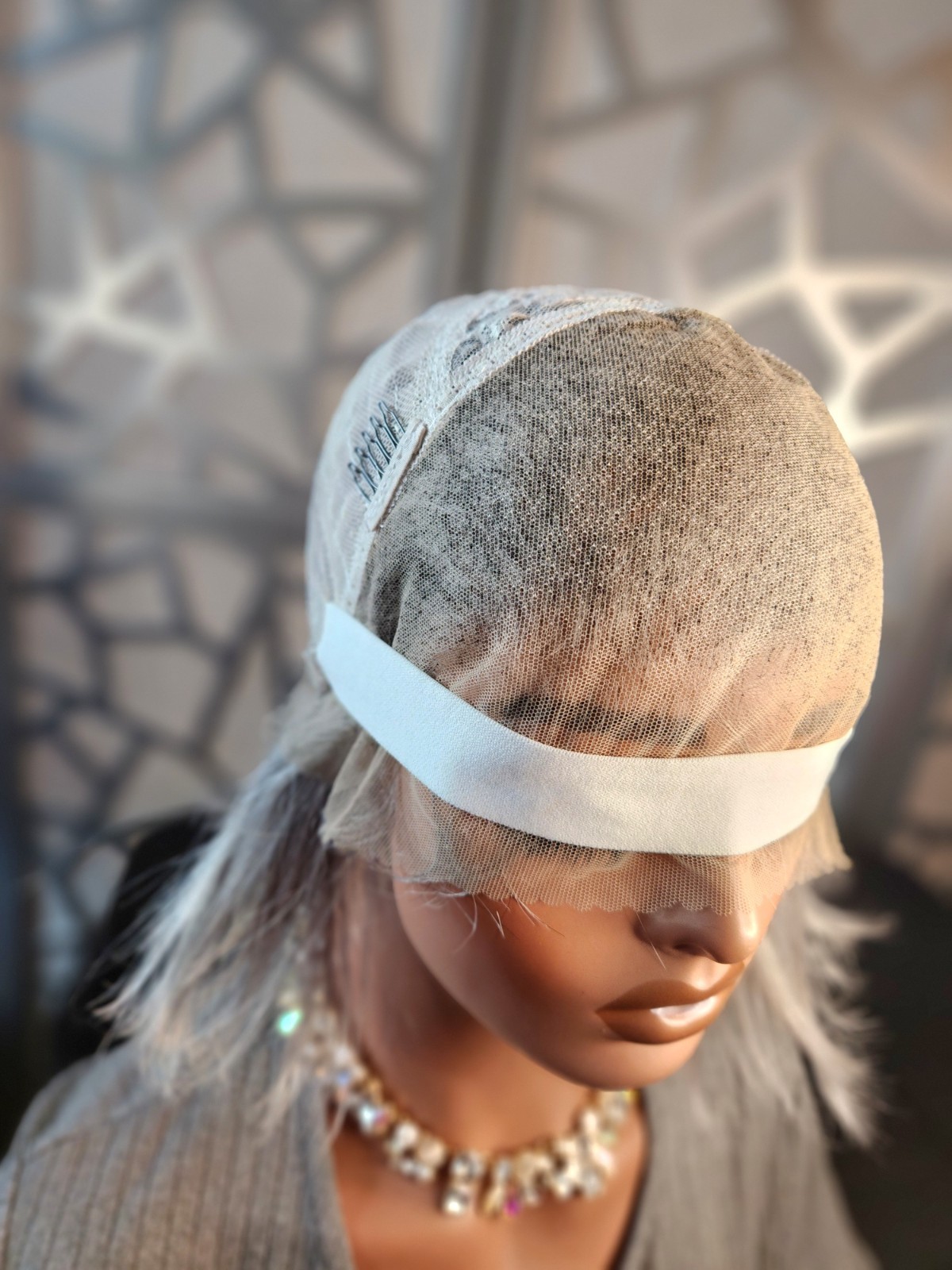 Discounted Gray Human Hair Wig Accidentally Cut Short in Back Lace Front Silver