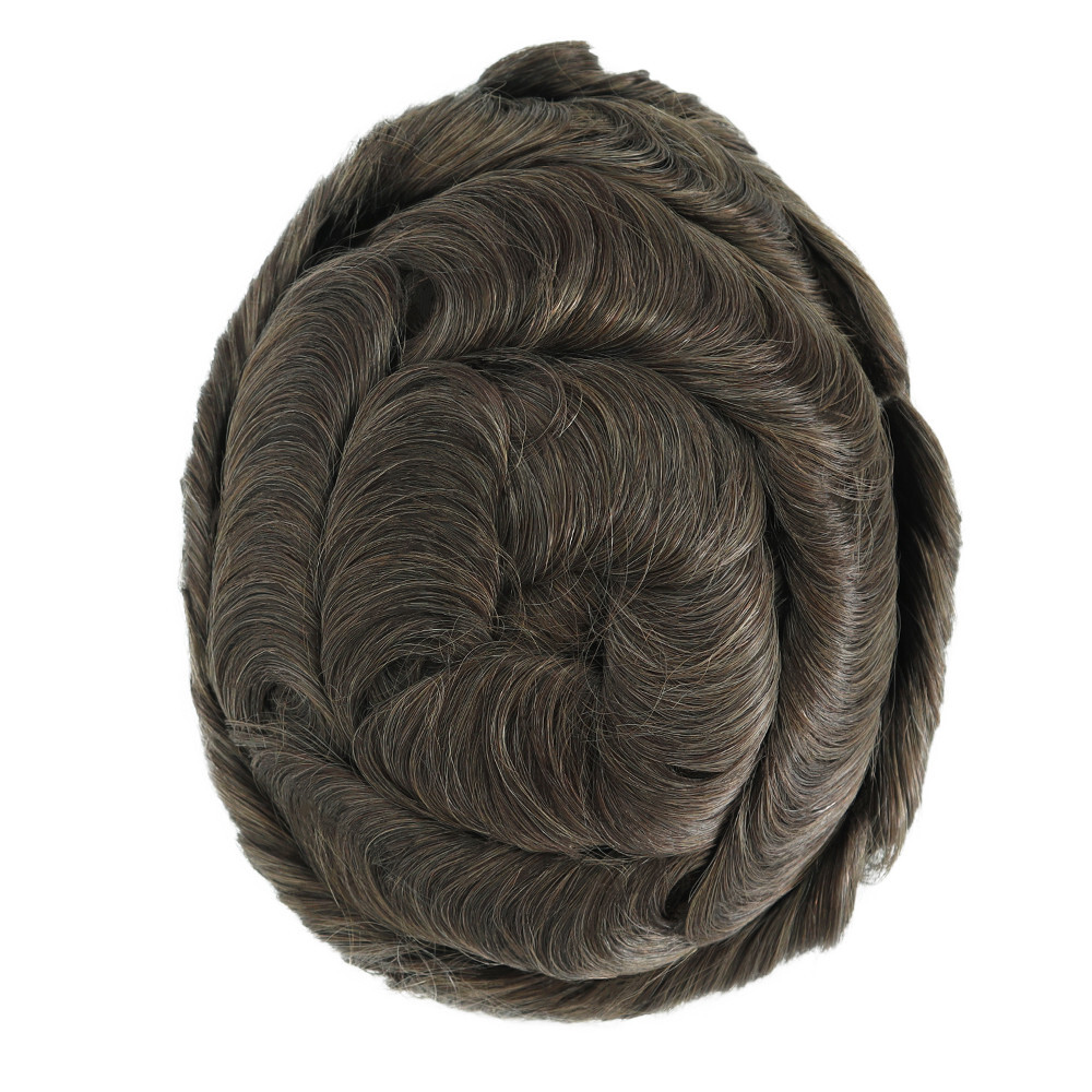 Toupee For Mens Super Thin Skin Human Hair Repelecment System 0.04mm Hairpiece