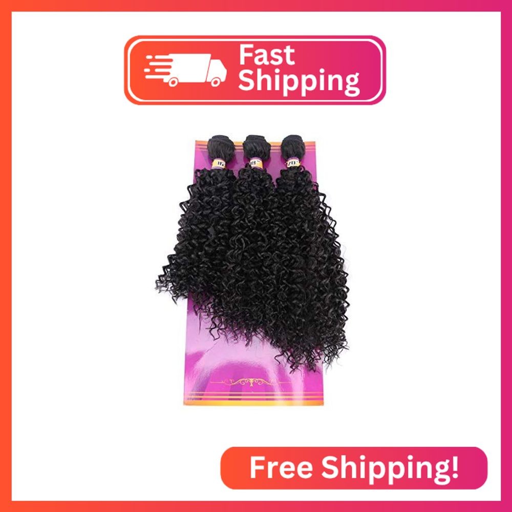 Afro Kinky Culrly Synthetic Hair Bundles Natural Black Quick Weave Curly Hair Tr