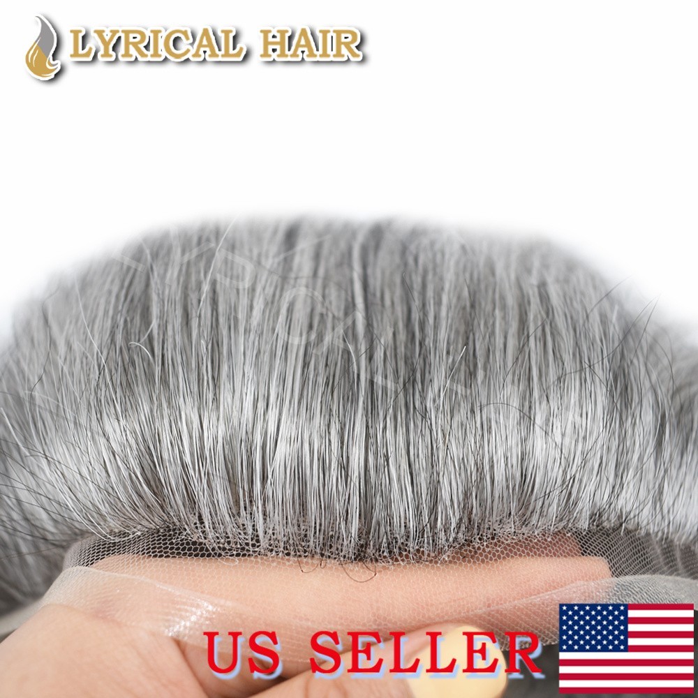 Lyrical Hair Mens Toupee Lace Front Human Hair Thin PU Skin Natural Hair System