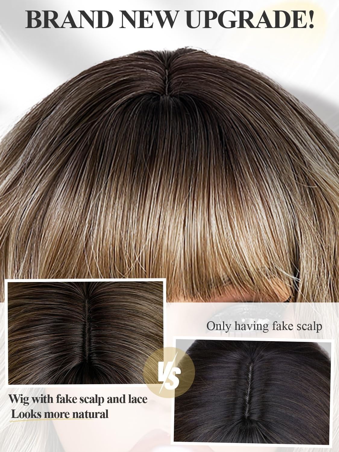 14″ Mixed Blonde Wavy Bob Wig for Women Daily Wear 159E553601
