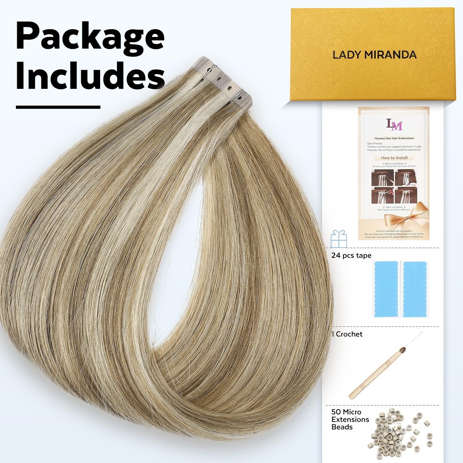 Mixed Blonde Hair Extensions Real Human Hair 18 Inch 20PCS Remy Hair Extensio…