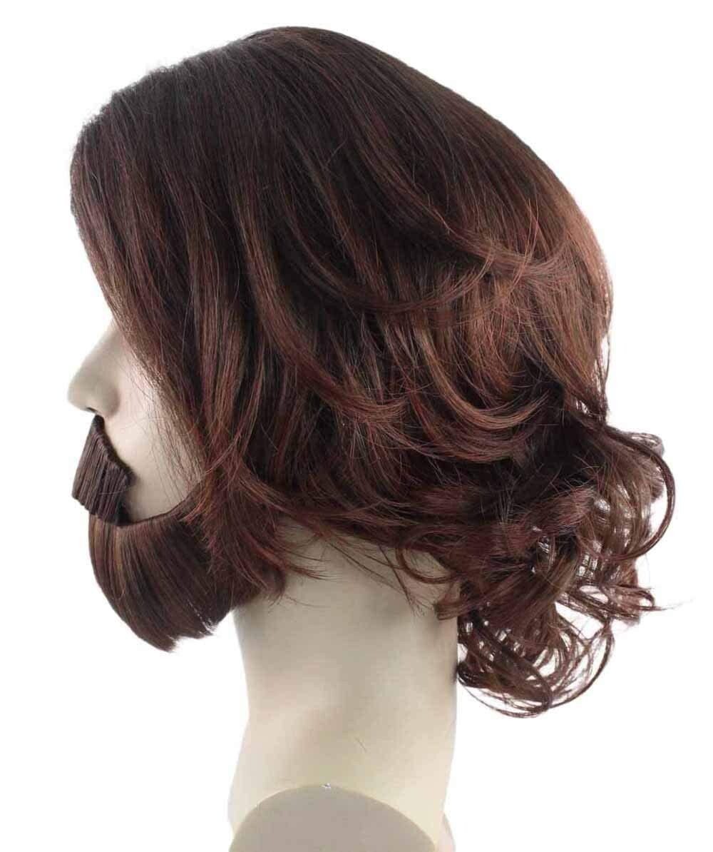Brown Curly Wavy Men’s Wig & Beard Set | Cosplay Halloween Wig HM-466A