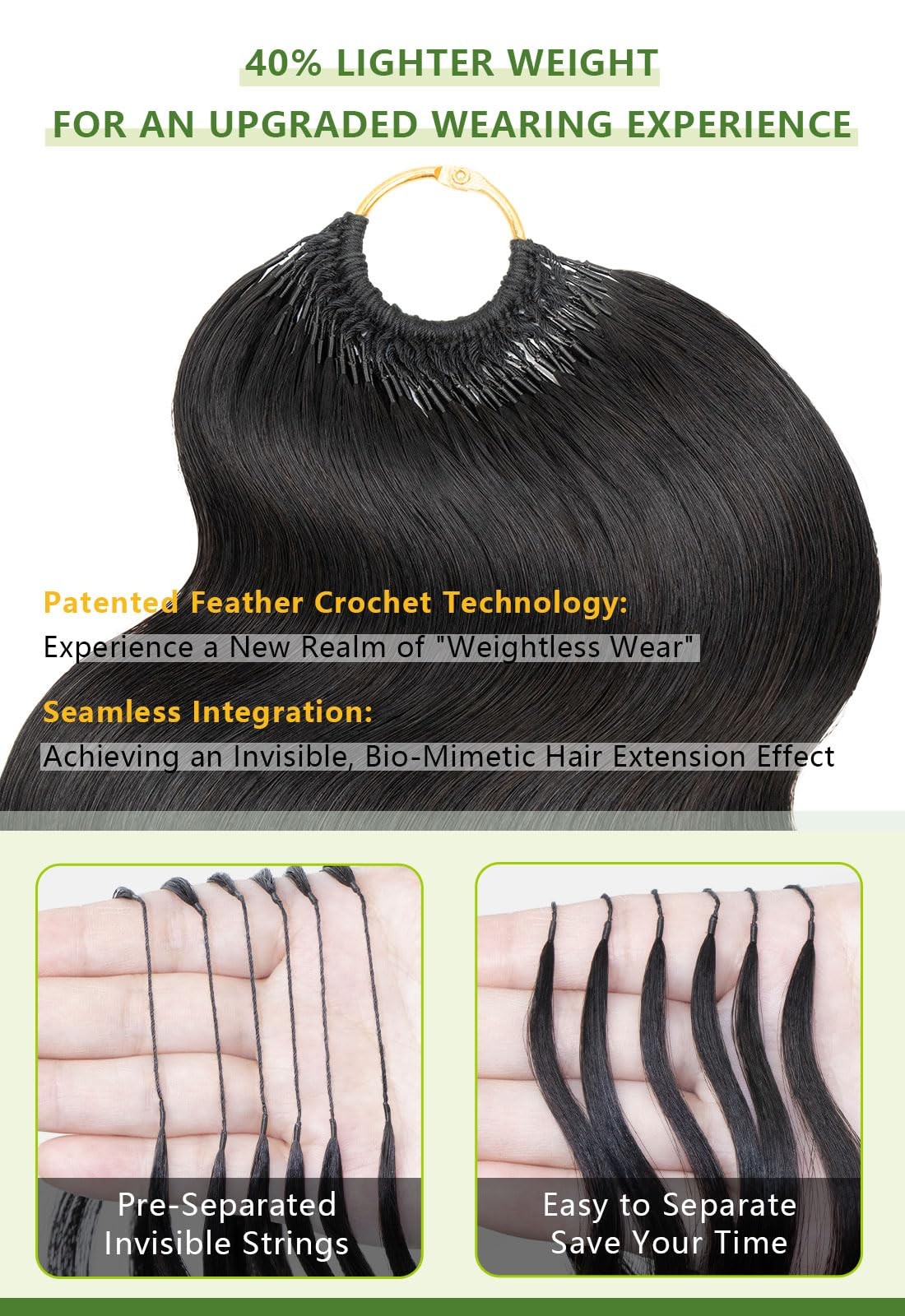 Mlip Crochet Hair For Black Women Feather Crochet Human Hair 16 Inch 120G
