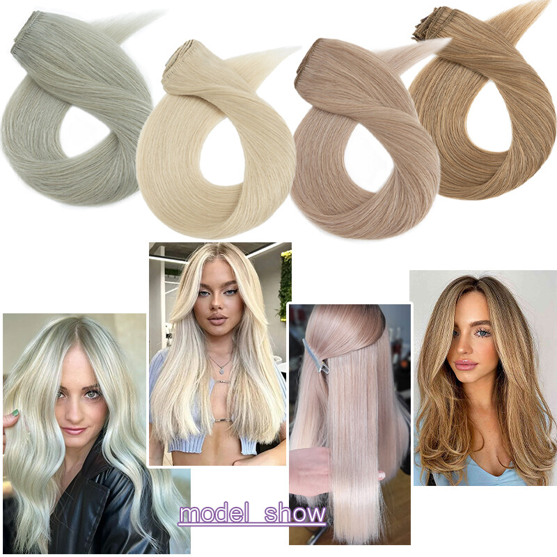 Real Remy Hair Clip In 100% Human Hair Extensions 8Pieces with 18Clips Full Head