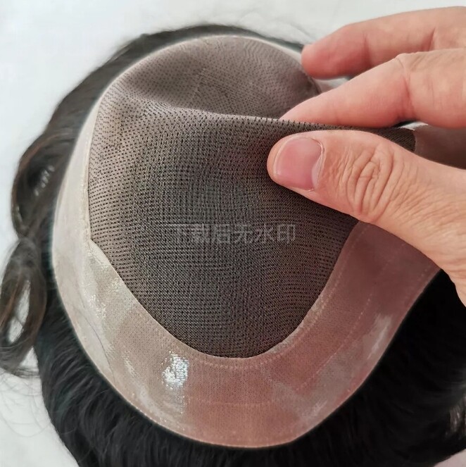 Mono NPU Men Toupee Durable Strong Knot Human Hair Replacement System Hairpiece