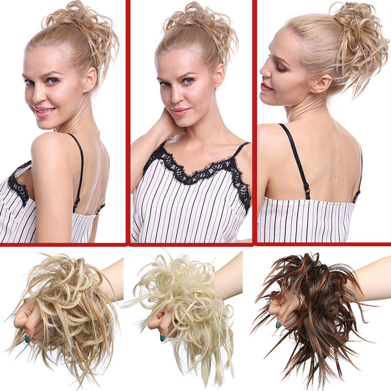 THICK X-LARGE Messy Bun Hair Piece Scrunchie Updo Wrap Hair Extensions as Human