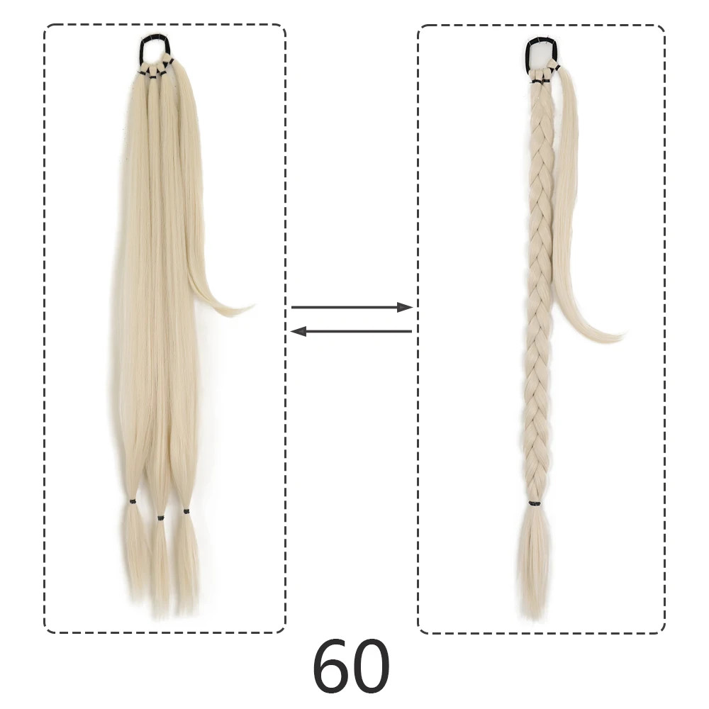 Synthetic Braided Ponytail Hair Extensions Natural Long Black Blonde Hairpiece