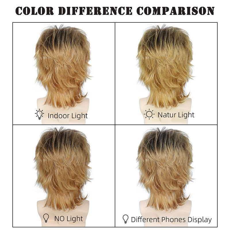 Men’s 14in Black to Gold Ombre Long Wig Full Heat Resistant Synthetic Cosplay