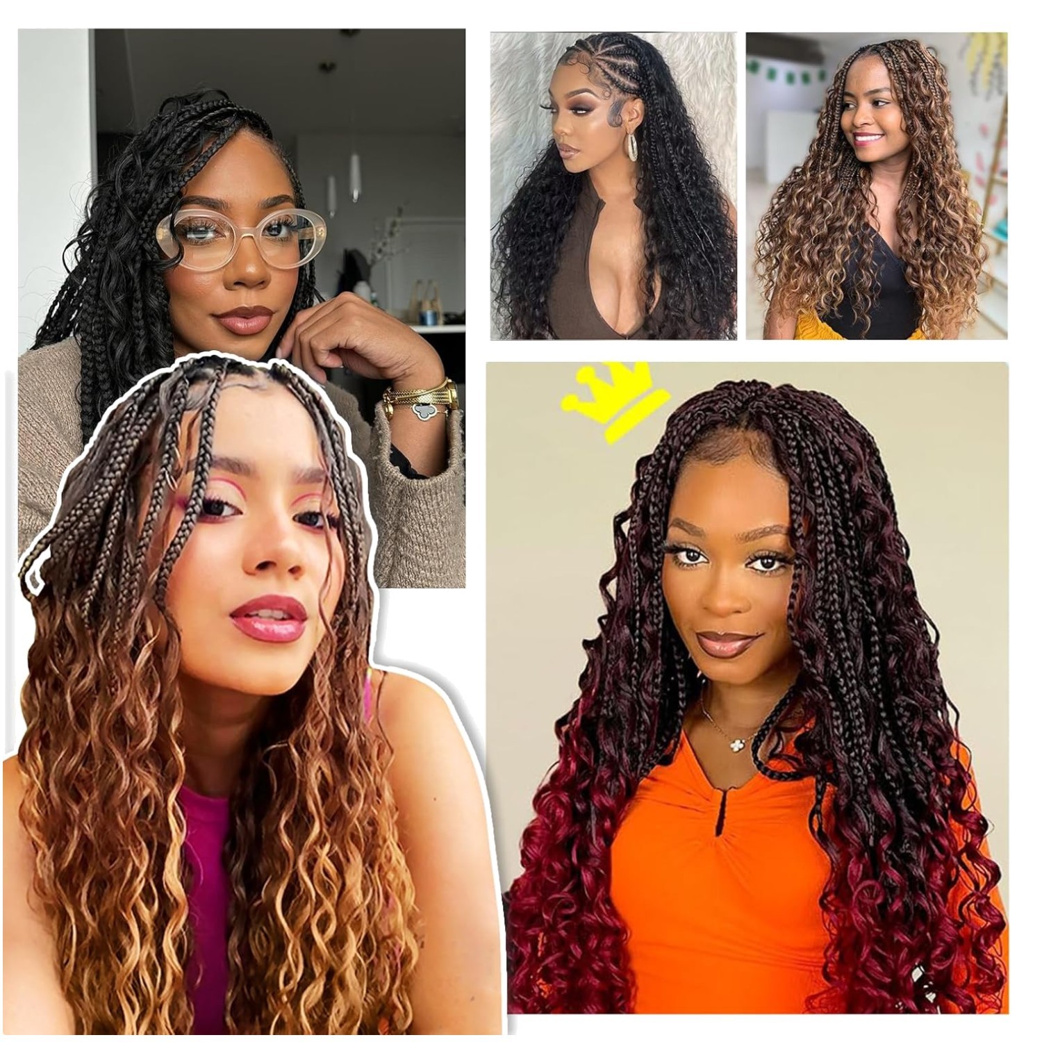Black Women’s 3X Curly Crochet Braids Hair 8 Packs