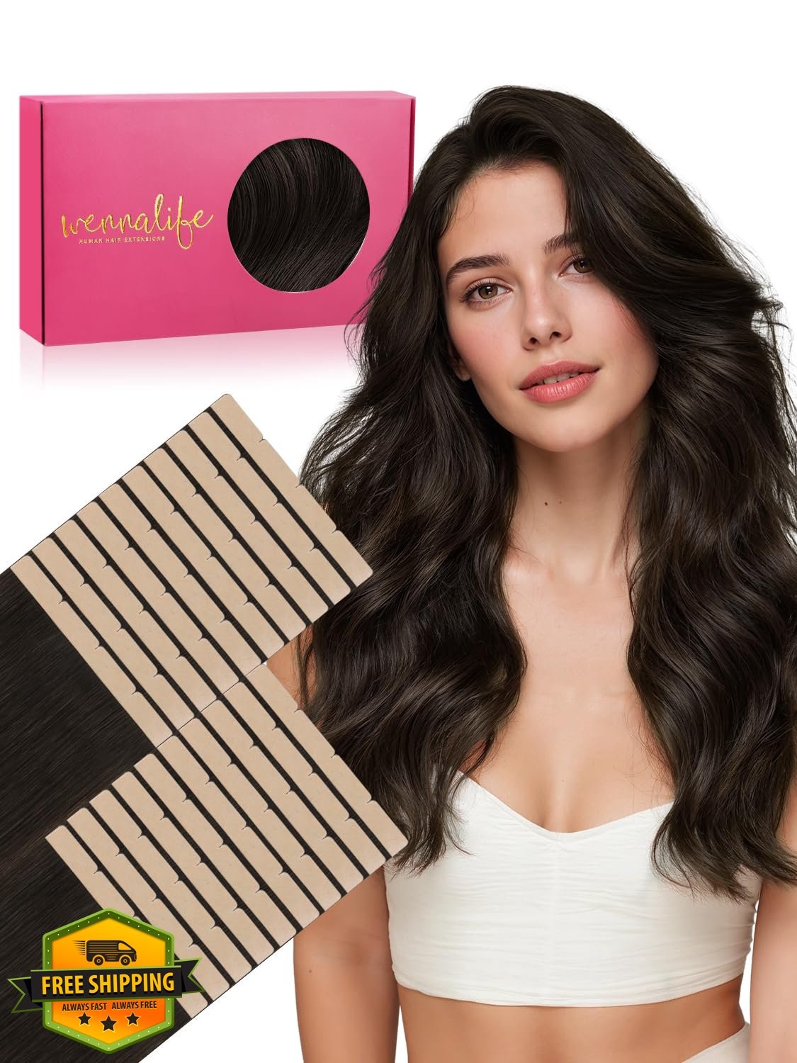 Wennalife 8cm #2 Brown 18 Inch Tape Hair Extensions