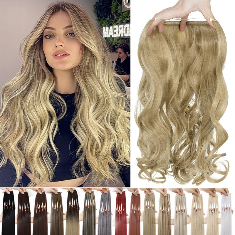 Natural Secret Invisible Wire in Hidden False Hair Extensions 3/4 Full Head Long