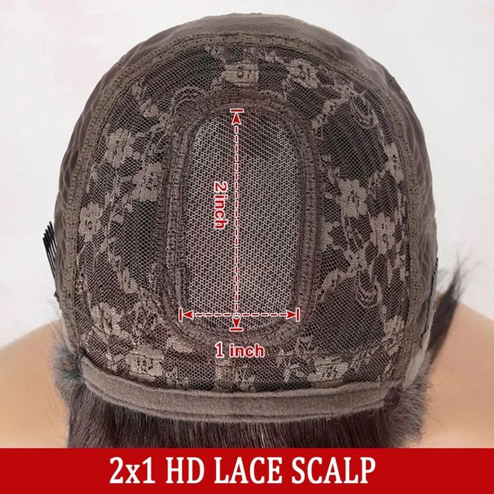 Indian Bob Straight Human Hair Wigs With Bangs 2×1 Lace WigsGlueless for Women