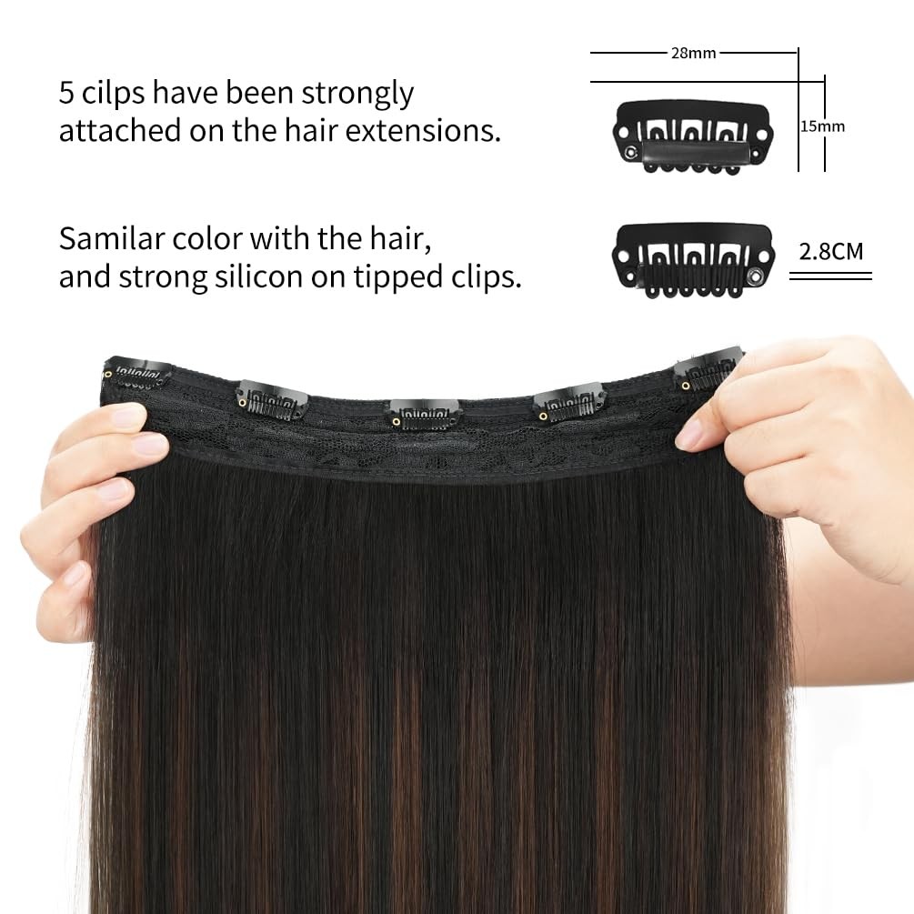 Winsky 14″ #1BT4P1B Balayage Human Remy Hair Extensions Clip in One Piece 70g