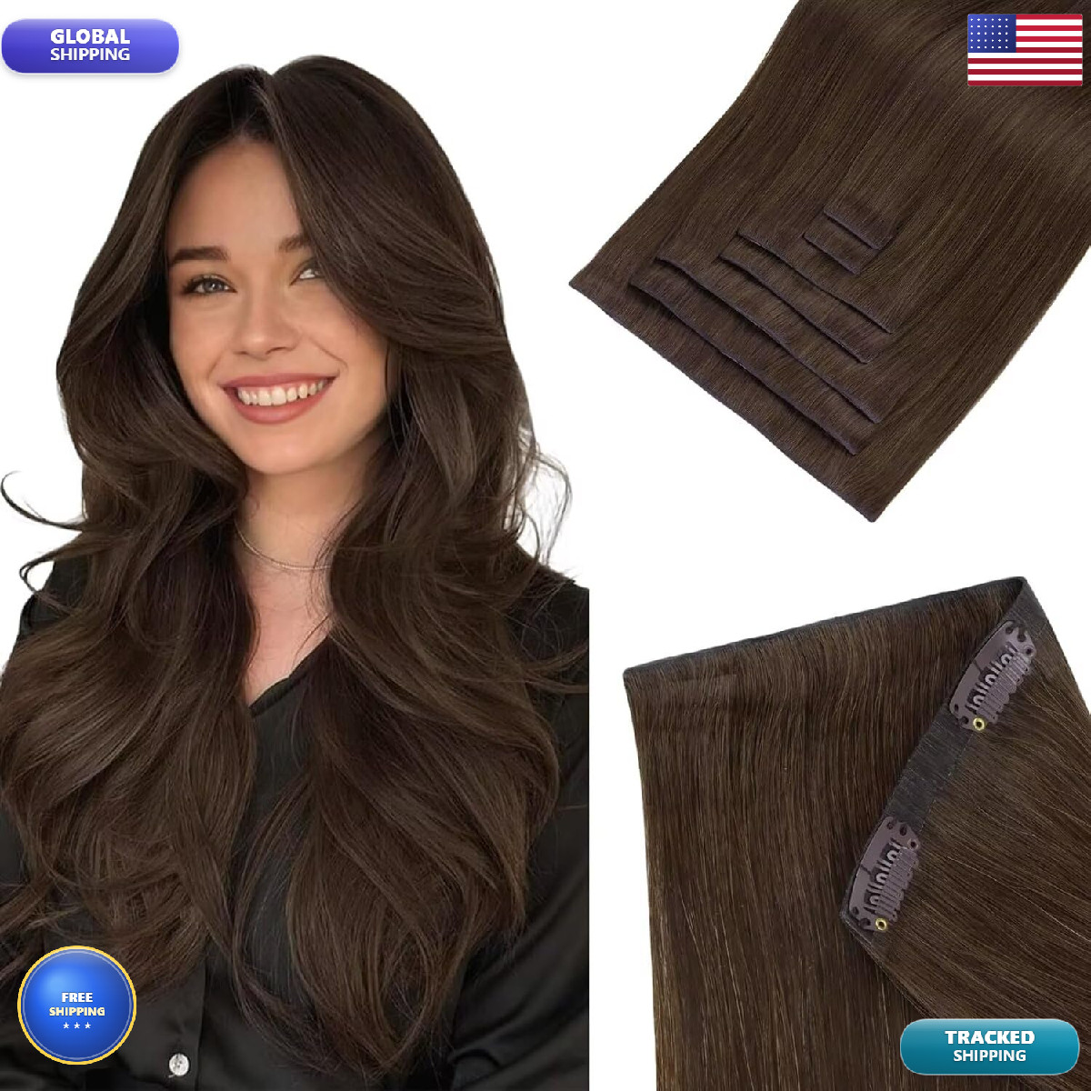 Hotbanana Invisi Edge Clip In Hair Extensions 14Inch 120G Injected Seamless