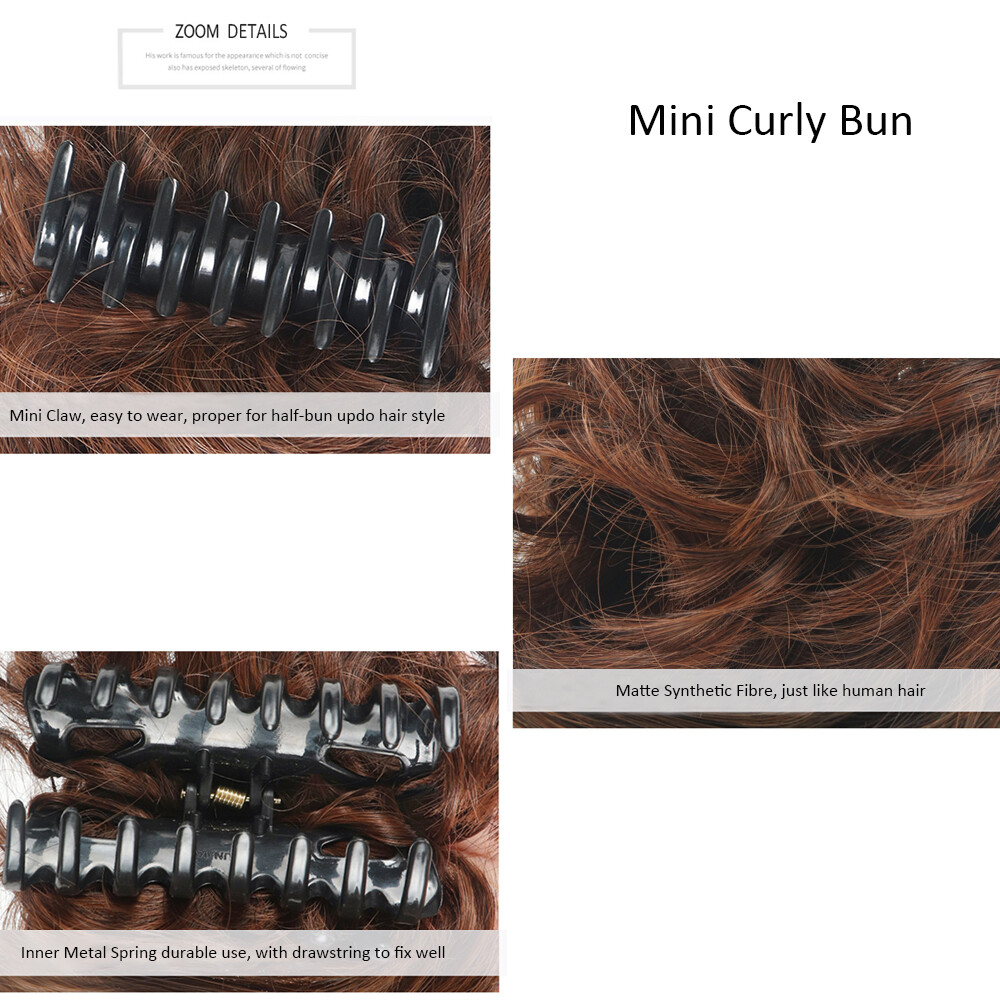 Mini Claw on Hair Bun Chignon Clip In Messy Hair Piece Extensions Donut Hairdo