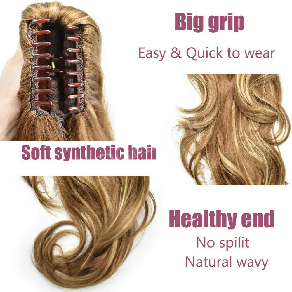 Real Thick Straight Claw Clip Ponytail Extension Long Wavy Pony Tail Hair Piece