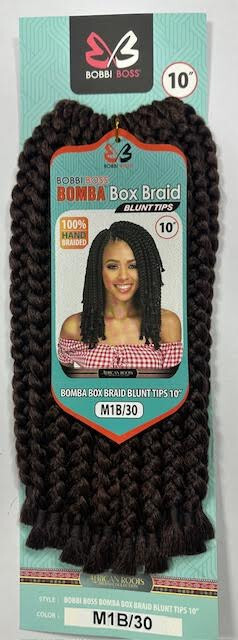 Bobbi Boss Crochet Braiding Hair BOMBA BOX BRAID BLUNT TIPS 10″