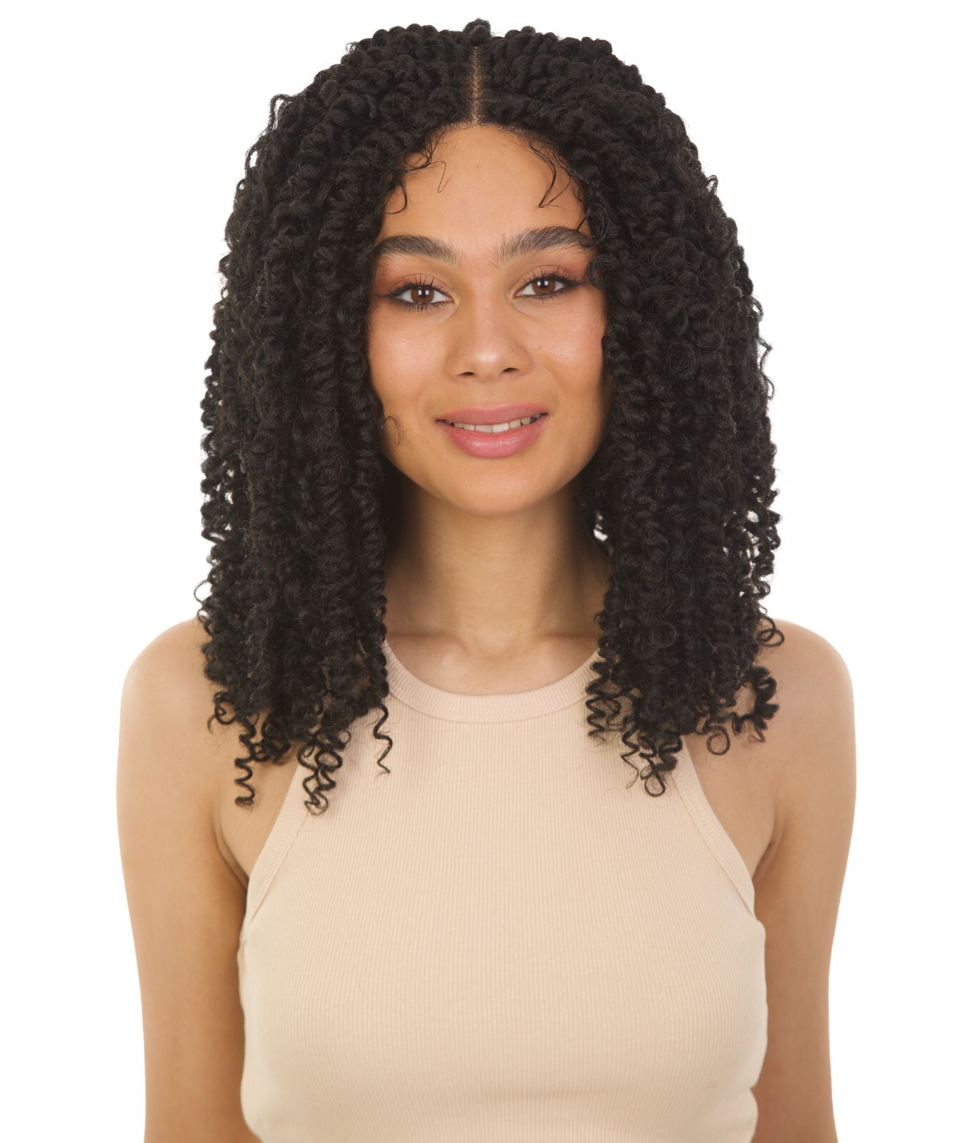 LUXLUXE Tierra Curly 19″ Long 4×4 Hand Tied Lace Braided Wig, BLB-0141