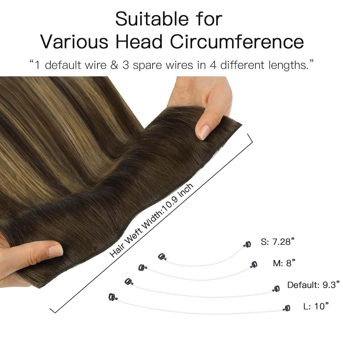 HOTBANANA 16″ Wire Hair Extensions 95g Chocolate Brown Caramel Blonde Real Human