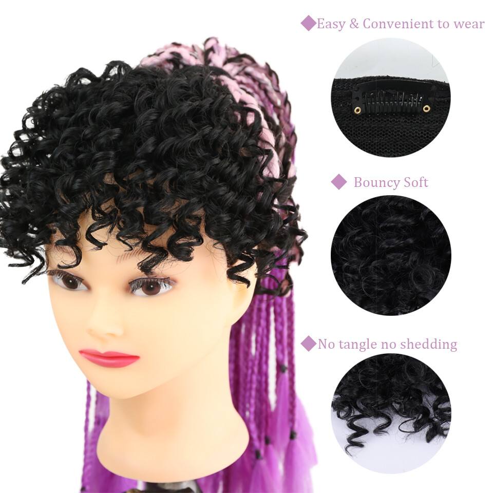 Clips on Jerry Curly Hair Bangs Clip in 100% Human Hair Front Bangs For Women