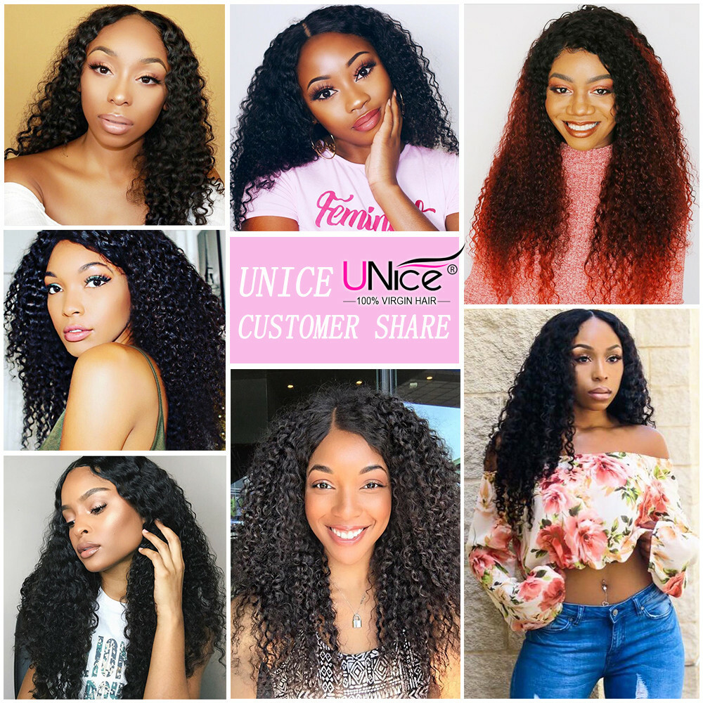 UNice Hair 3 Bundles Curly Virgin Hair Weave 100% Eurasian Human Hair Extensions