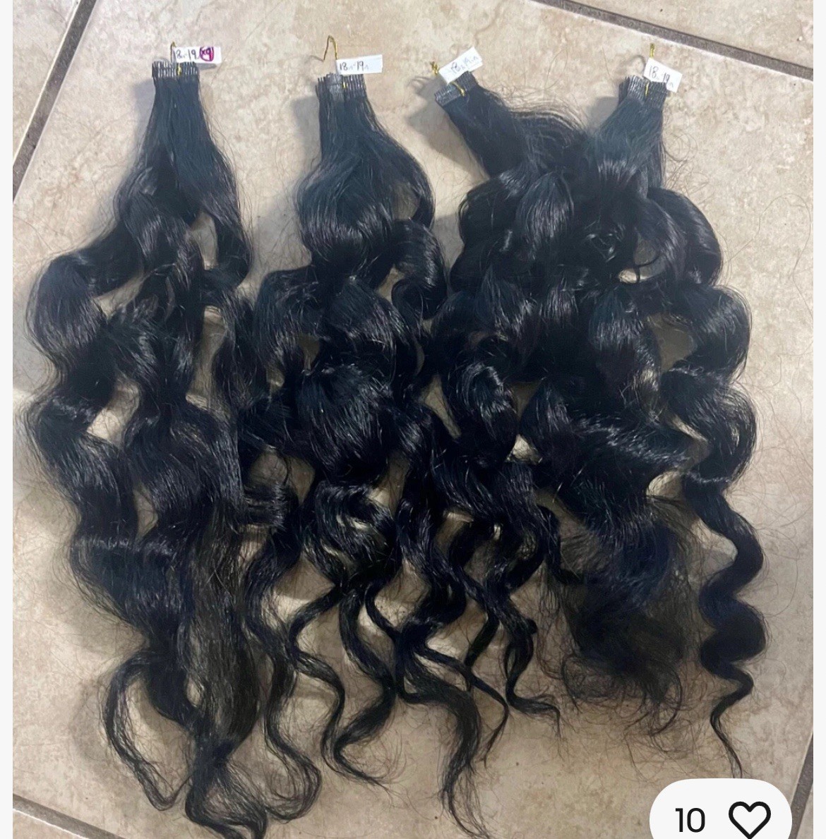 19” Tape in Black human hair 48g extensions curly 2b 2c remy 38 pc.donna bella