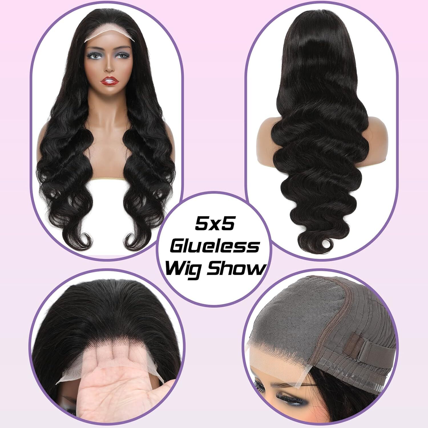 Wear Go Glueless Wig Pre-Cut 5*5 HD Lace unprocessed Human Hair Black Body Wave