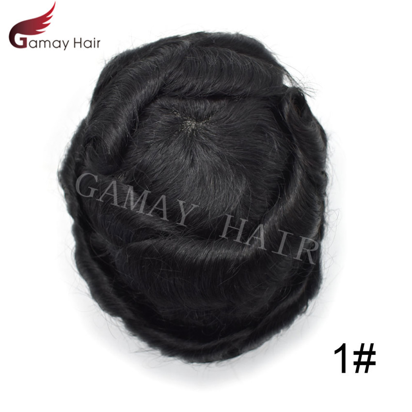 Mens Toupee Invisible Real Human Hairpiece Full Poly Thin Skin PU Wigs 8×10
