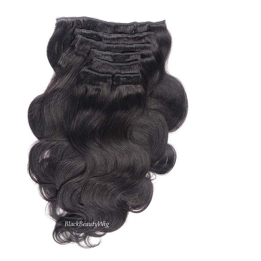 Long Wavy Clip in Human Hair Extension Brazilian Body Wave Clip on Hair 100-150g