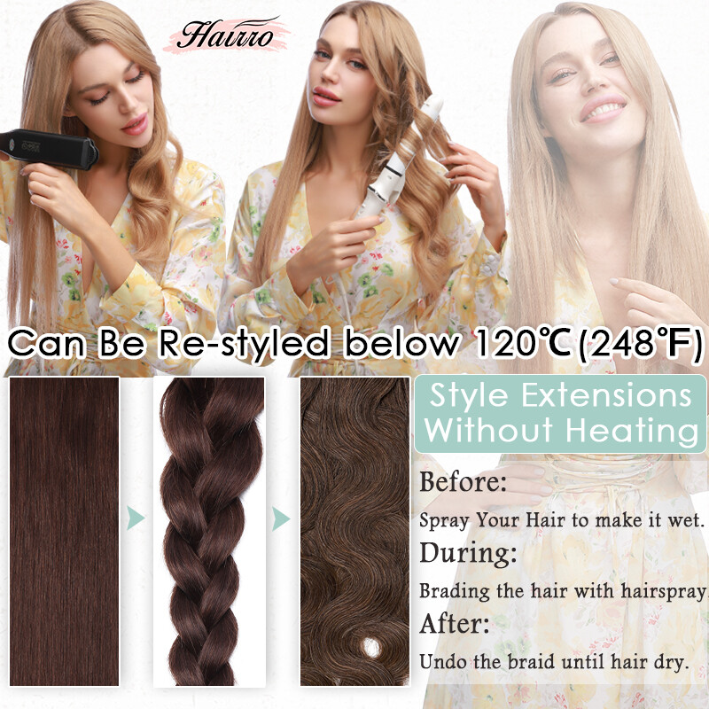 HAIRRO Bouncy Tape In Remy Hair Extensions Real Human Hair Seamless Thick Black